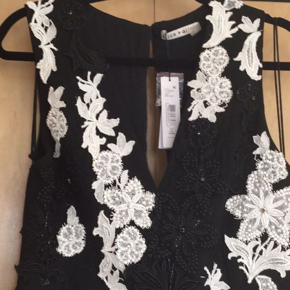 Alice&Olivia Black/cream Pamela tulle mini dress - Picture 4 of 8